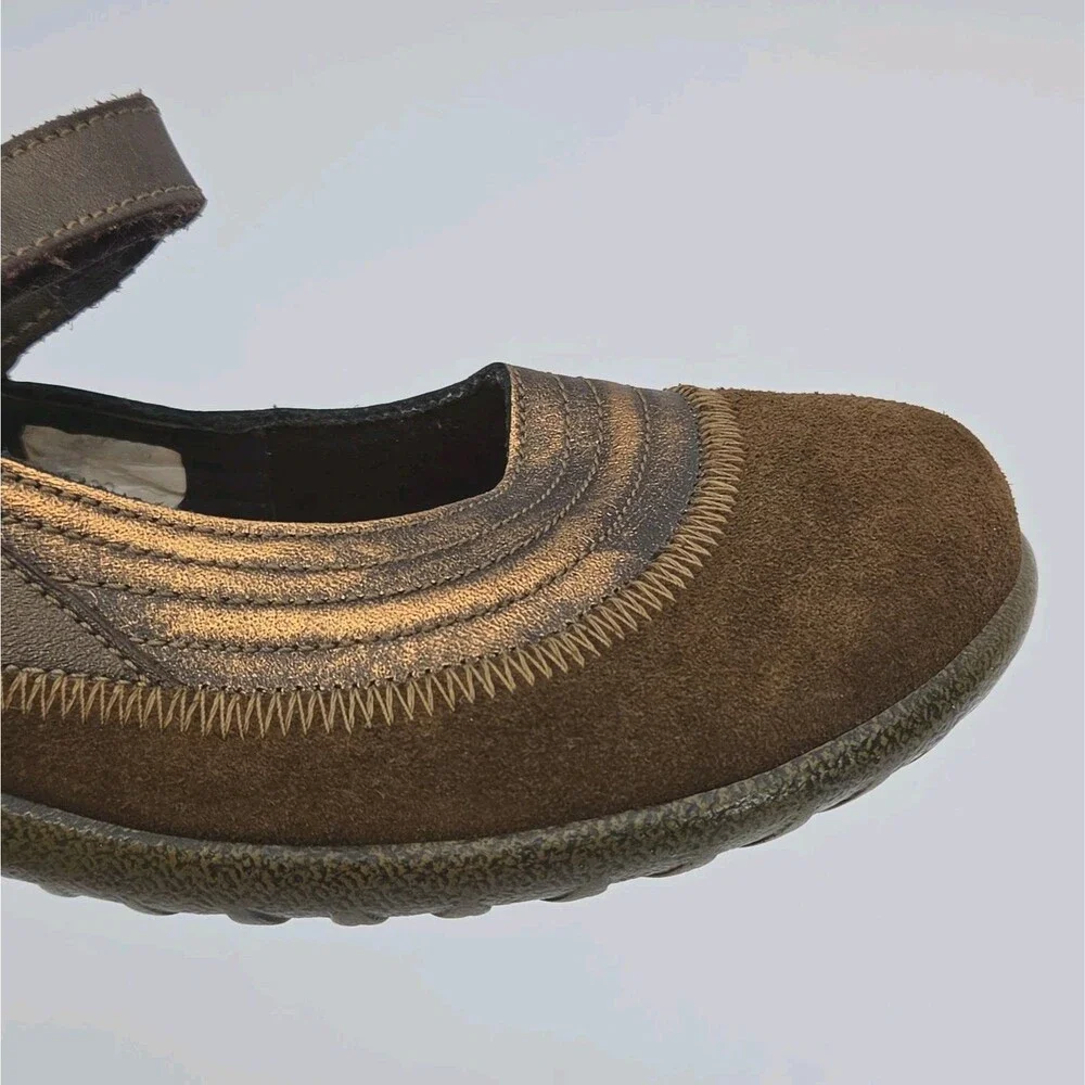 Naot Shoes Women Sz 39 US 8-8.5 Kirei Mary Jane Brown Suede Hook & Loop Comfort